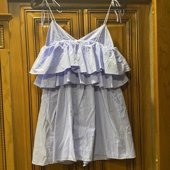 NWOT ZARA Trafaluc Collection Blue Ruffle Blouse / Dress Size Small - Picture 3 of 7